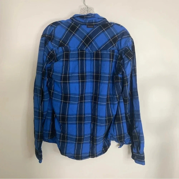 Scotch & soda blue black plaid long sleeve button up  shirt L - Picture 2 of 4